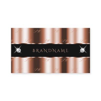 Luxurious Rose Gold Black Sparkle Jewels Monogram