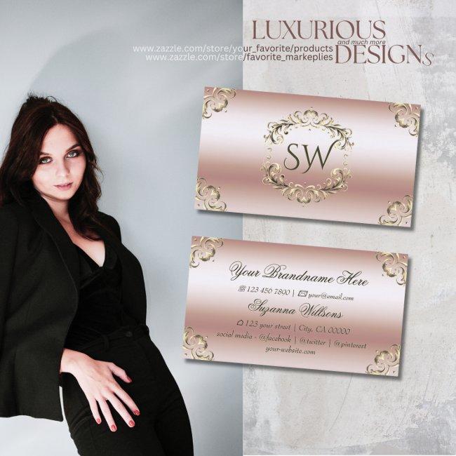 Luxurious Rose Gold Ornate and Monogram Impressive
