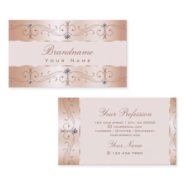 Luxurious Rose Gold Ornate Borders Jewels Ornament