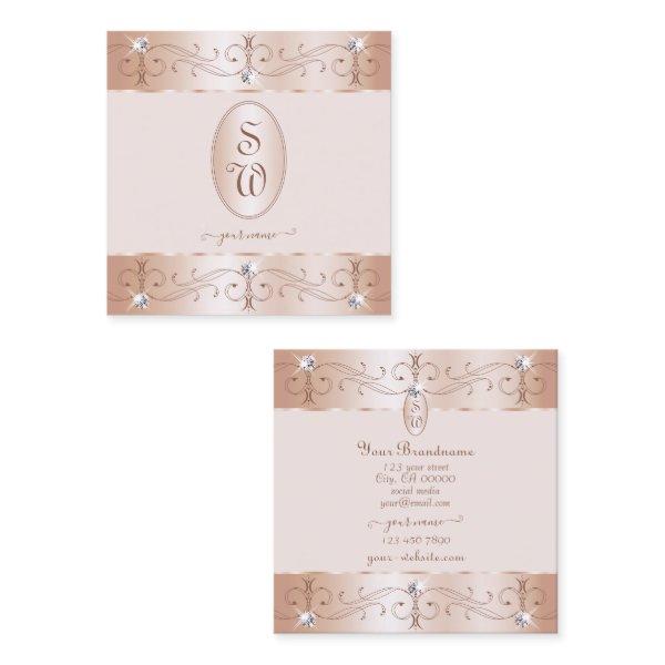 Luxurious Rose Gold Ornate Ornaments Initials Luxe Square