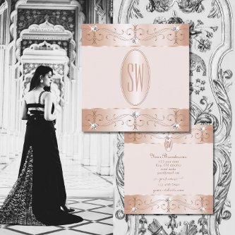 Luxurious Rose Gold Ornate Ornaments Monogram Luxe Square