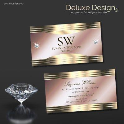 Luxurious Rose Gold Shiny Diamonds and Monogram