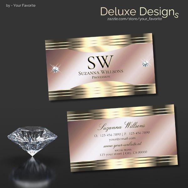 Luxurious Rose Gold Shiny Diamonds and Monogram