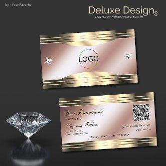 Luxurious Rose Gold Shiny Diamonds Logo QR Code