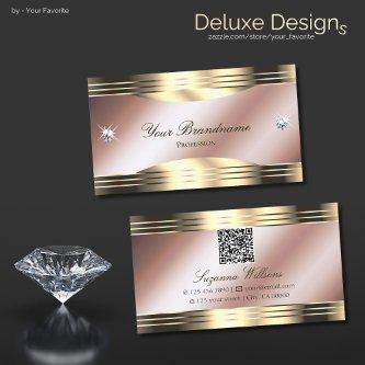 Luxurious Rose Gold Shiny Diamonds with QR Code