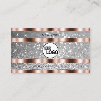 Luxurious Rose Gold Silver Glitter Stars with Logo