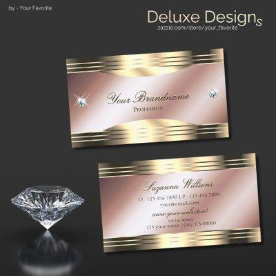 Luxurious Rose Gold with Shiny Diamonds Decorated