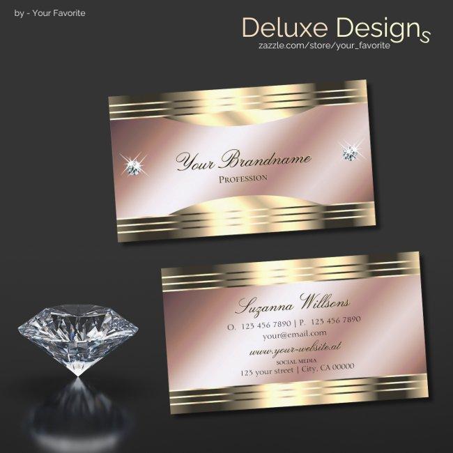 Luxurious Rose Gold with Shiny Diamonds Decorated
