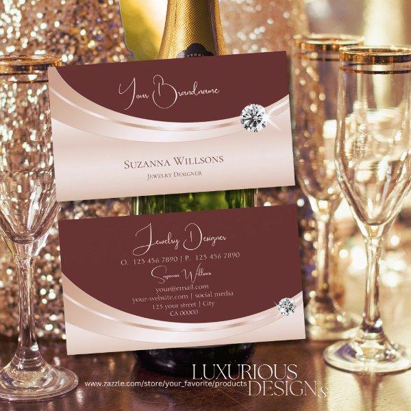 Luxurious Rosegold Wine Red with Sparkling Diamond