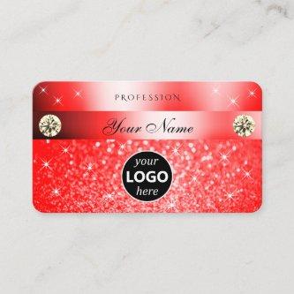 Luxurious Ruby Red Glitter Sparkle Stars with Logo