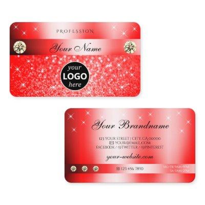 Luxurious Ruby Red Glitter Sparkle Stars with Logo