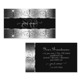 Luxurious Silver and Black Ornate Borders Monogram