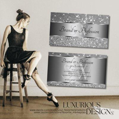 Luxurious Silver Glitter Sparkle Stars Monogram