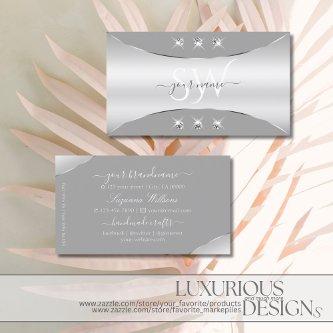 Luxurious Silver Gray with Diamonds and Monogram