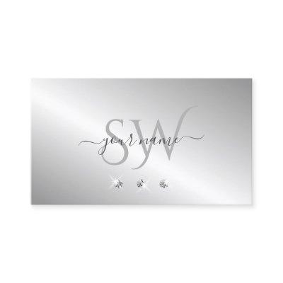 Luxurious Silver Sparkle Diamonds Monogram Elegant