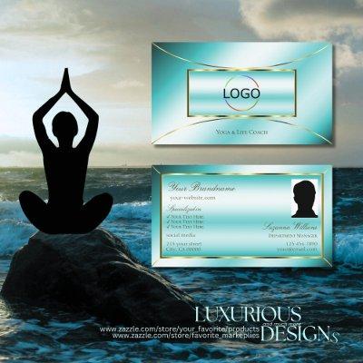 Luxurious Teal Gold Decor Chic with Logo and Photo