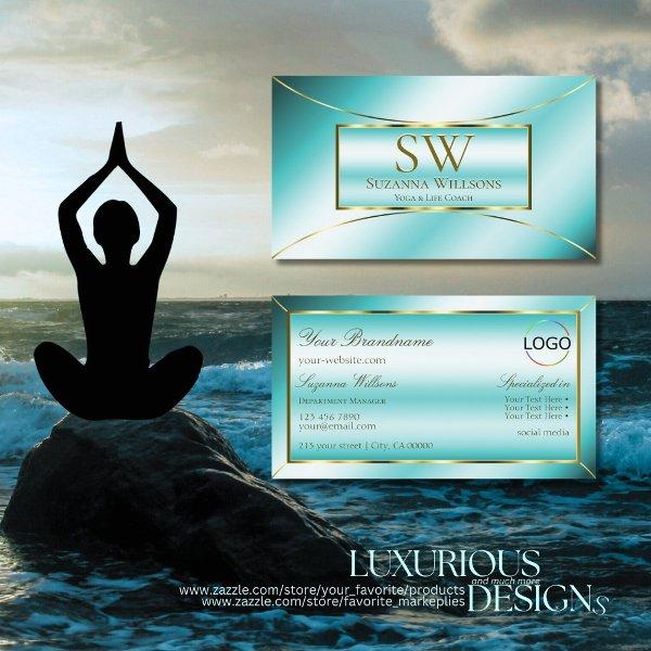 Luxurious Teal Gold Decor with Monogram and Logo