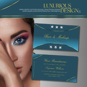 Luxurious Teal with Gold Decor and Sparkly Jewels