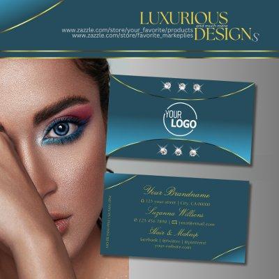 Luxurious Teal with Gold Decor Jewels and Logo
