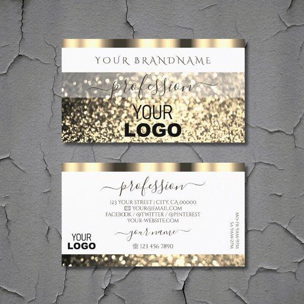 Luxurious White Gold Sparkling Glitter with Logo