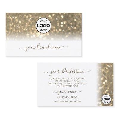 Luxurious White Gold Sparkling Glitter with Logo