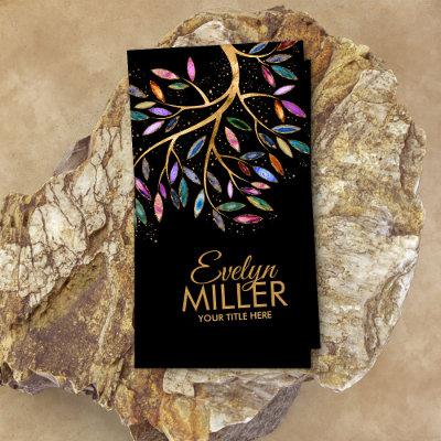 Luxury Abstract  Tree Colorful Geode Leaves
