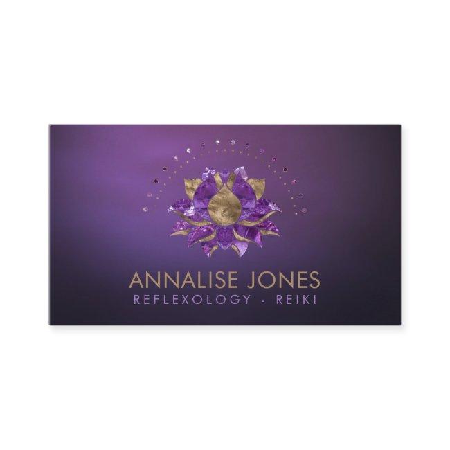 Luxury Amethyst and gold Lotus on purple