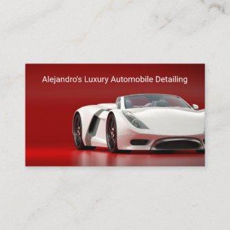 Luxury Automobile Detailing White Sportscar Red
