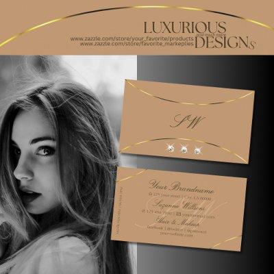 Luxury Beige with Gold Decor Diamonds and Monogram