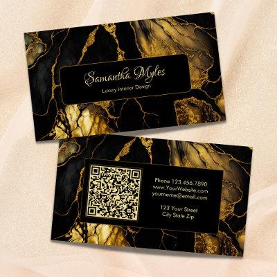 Luxury Black and Gold Marble QR Code Scannable