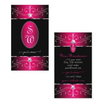 Luxury Black and Pink Ornate Ornaments Initials