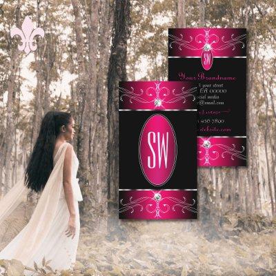 Luxury Black and Pink Ornate Ornaments Monogram