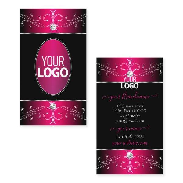 Luxury Black and Pink Ornate Ornaments with Logo