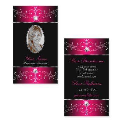 Luxury Black and Pink Ornate Ornaments with Photo