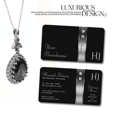 Luxury Black and Silver Decorative Jewels Initials