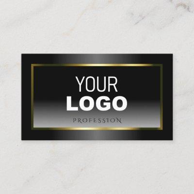 Luxury Black and White Gradient Gold Frame Logo
