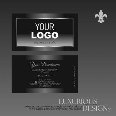 Luxury Black and White Gradient Silver Frame Logo