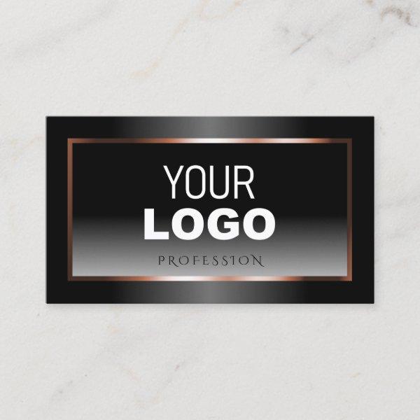 Luxury Black and White Ombre Rose Gold Frame Logo