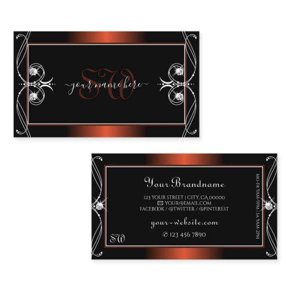 Luxury Black Copper Sparkle Jewels Initials Ornate