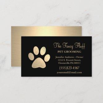 Luxury Black Gold Foil Dog Paw Grooming Service