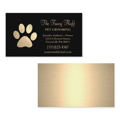 Luxury Black Gold Foil Dog Paw Grooming Service