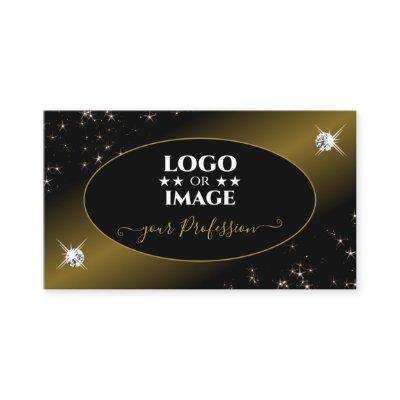 Luxury Black Gold Glitter Stars Diamonds with Logo