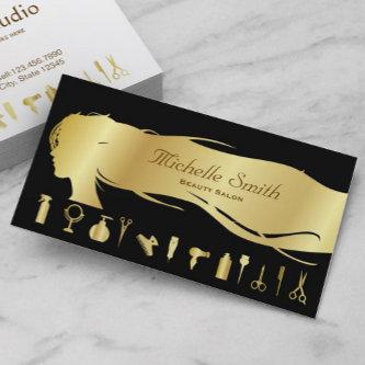 Luxury Black Gold Hair Stylist Beauty Salon