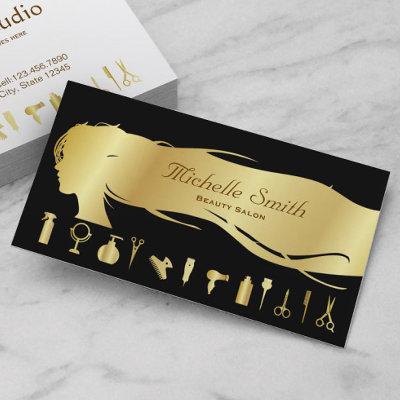 Luxury Black Gold Hair Stylist Beauty Salon