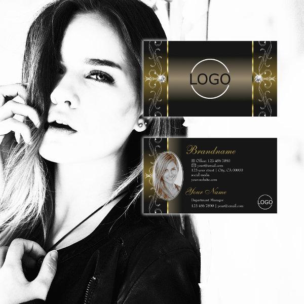 Luxury Black Gold Squiggled Jewels Logo and Photo