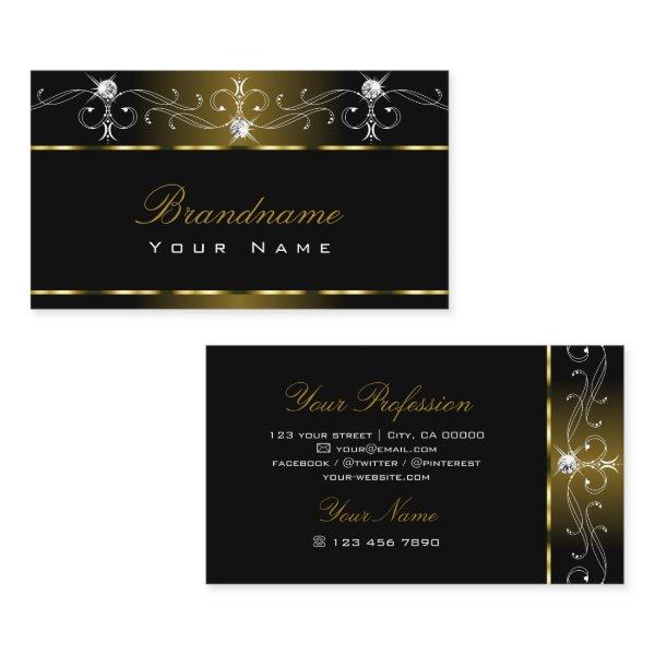 Luxury Black Gold Squiggles Sparkle Jewels Ornate
