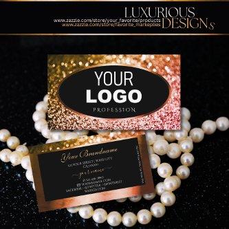 Luxury Black Golden and Rose Gold Glitter Add Logo