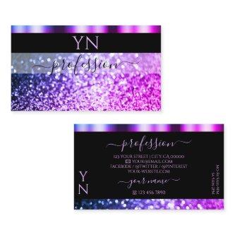 Luxury Black Pink Purple Sparkle Glitter Monogram