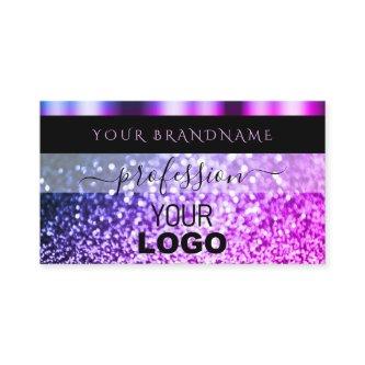 Luxury Black Pink Purple Sparkle Glitter with Logo