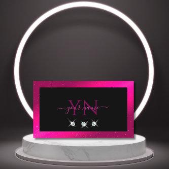 Luxury Black Pink Sparkle Diamonds Monogram Modern